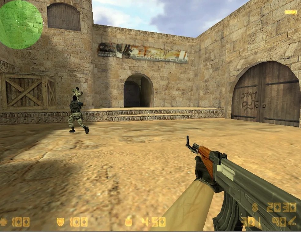 Gameplay Counter-Strike 1.6 - AK-47 no pátio